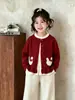Ropa para niñas Aekyung, lindo conjunto de punto con conejito de lunares, chaqueta suéter con volantes y pantalones de pierna ancha conjunto de dos piezas
