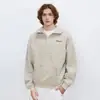 Sudadera retro personalizada de peso pesado con rayas y cuello alto, con media cremallera, jersey extragrande, chaqueta de marca de moda con cuello de solapa