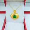 Colgante de latón chapado en oro con incrustaciones de piedras preciosas y candado de longevidad, chapado al vacío, joyería de boda de oro de imitación, joyería para damas