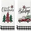 Toalla con Estampado de Árbol de Navidad de Venta Caliente Transfronteriza Toalla de Cocina Amazon Estampado Navideño