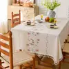 Toalha de mesa feita de algodão e linho, à prova d'água e resistente a óleo, espessa, cor lisa, design simples, toque de alta qualidade, estilo nórdico, adequada para mesas de jantar e mesas de centro