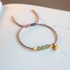 Pulsera de cuentas Haoyun de Jade Hetian Natural de 6 mm Dosel de Loto Cuerda Tejida a Mano Simple ins Pulsera para Pareja Regalo Estilo Chino