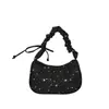 Bolsa Plissada Literária Estilo Coreano Grande Capacidade Personalidade Elegante Bolsa Bolinho Para o Trabalho Tecido com Lantejoulas Estrela Bolsa de Ombro Único Sob o Braço