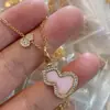 Collar de Calabaza Kirin Violeta del mismo estilo que Liu Shishi con Colgante Wulu de Nácar Blanco, Cadena para Clavícula de Oro de 18K para Mujer, Estilo Chino de Moda