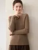 Estilo Otoño e Invierno Cuello Redondo Perezoso Cálido Moda Versátil Capa Base Suéter Tejido Puro Cachemir Capa Base Suéter de Cachemir