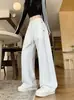 Em Estoque Calça Jogger Feminina Estilo Americano Cintura Alta Draping Perna Larga Outono Inverno Solta Emagrecedora Comprimento Total Esportiva Casual Versátil Calça Longa