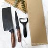 Conjunto de Facas de Três Peças com Padrão Diamante Hexagonal para Uso Doméstico, Conjunto de Facas de Cozinha de Aço Inoxidável com Descascador e Faca para Fatiar em Caixa