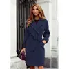 2026 Transfronterizo AliExpress Amazon Otoño/Invierno Nueva Moda Abrigo de Lana con Solapas, Ajustado, de Manga Larga, con Cinturón