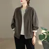 Toma real 2026: Chaqueta patchwork con puños, abrigo a rayas, nuevo abrigo corto casual de principios de otoño, camisa de cuello alto, ropa elegante para mujer