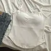 Camisola de Deseo Puro Estilo Coreano Color Sólido Hermosa Espalda Chaleco Ropa Interior con Almohadillas en el Pecho Ropa Exterior Anti-Exposición Sin Mangas Tubo