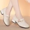 Sapatos Femininos de Meia-Idade e Idosos com Solas Macias, Sapatos de Couro Femininos Confortáveis de Outono, Sapatilhas com Fivela em T, Sapatos Femininos de Boca Baixa, Drop Shipping