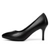 Fábrica de Origem Sapatos Femininos Primavera 2024 Salto Alto Bico Fino Couro Boca Rasa Business Sapatos Confortáveis Versáteis para Trabalho