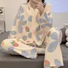 Pijama Novo Estilo Outono e Primavera 2024 Feminino Manga Longa Estilo Fino Celebridade da Internet Estilo INS Venda Quente Cardigã Conjunto Casual para Casa