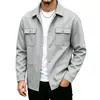 Jaqueta masculina de malha waffle com lapela, marca independente transfronteiriça, cardigã casual de manga comprida, cor sólida, para primavera e outono, estilo workwear
