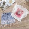 Novo verão para meninas pequenas e médias Moda estampa de desenho animado blusa de renda + saia jeans com lantejoulas