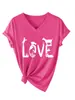 Amazon eBay estação independente casual estilosa personalizada feminina amor ovelha rebanho gola V manga curta camiseta camada base exportação