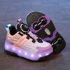 Zapatos para niños Zapatos de salón Polea Zapatos para caminar para niños Zapatillas de patinaje Zapatos luminosos recargables de cuatro ruedas para estudiantes de niñas