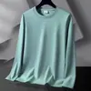 Camiseta de Manga Longa Cor Sólida Versátil de Peso Pesado, Roupa de Baixo para Outono, Camiseta Branca Casual Solta da Moda t