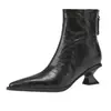 Botines retro de punta fina con tacón grueso para mujer, modernos y a la moda, botines versátiles de caña corta para otoño 2026, tela negra adelgazante