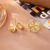 Pendientes de Plata con Forma de Lazo de Circonita Plisado, Moda de Alta Gama, Pendientes Elegantes y Únicos Estilo Coreano, Diseño de Nicho, Pendientes Exquisitos
