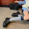 Versión de Piel de Vaca~Mocasines Ocultos de Altura para Mujer 2026 Nuevos Zapatos de Vestir Brogue Suela Gruesa Hebilla de Cuero Estilo Británico Zapatos Pequeños de Cuero