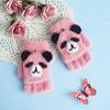 Guantes Cálidos de Invierno Yifan Terciopelo Imitación de Visón Engrosados para Niños de Medio Dedo con Tapa para Escribir Dibujo Animado Lindo Panda Pequeño