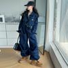 Traje de Mezclilla de Diseñador para Niñas Estilo Coreano Primavera y Otoño Nuevo 2025 Chaqueta Estilo Coreano para Niños Pantalones de Trabajo Holgados