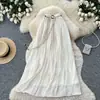 Saia Midi Plissada de Cintura Alta Estilo Coreano Feminina Verão Comute Temperamento Bainha Larga Saia Longa 2026 Nova Saia de Fada