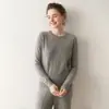 Tejido de punto de lujo casual y accesible, cuello redondo, tejido de punto 100% cachemir puro suave y amigable con la piel, top interior de corte ajustado