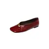 Zapatos de charol de capa superior para mujer, zapatos planos, nuevo modelo de otoño, cuero genuino por dentro y por fuera, punta cuadrada, zapatos bajos cómodos de una sola pieza