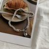 Pulsera Simple Irregular de Perlas de Frijol Plateado Estilo Coreano para Mujer, Elástica, de Lujo Ligero, Nicho Exquisito, para Novia
