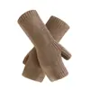 Guantes de Punto Grueso para Mujer 100% Cachemira Pura, Dedos Medios Descubiertos, Guantes Cálidos de Moda, Guantes sin Dedos para Escribir y Teclear