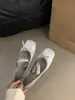 Sapatos Rasos Estilo Francês com Laço de Strass 2024 Novo Verão Calçados Externos Corte Baixo Sapatos de Ballet com Bico Quadrado