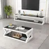 Juego de mueble para TV y mesa de centro, mesa de té moderna y sencilla para sala de estar, vidrio templado, adecuado para dormitorio y apartamentos pequeños