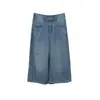 OufanDiseño Elegante con Bolsillos Divididos, Jeans Cropped de Cintura Alta para Mujer, Pantalones de Pierna Ancha Sueltos de Verano 11383