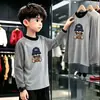 Camiseta de Manga Larga de Forro Polar con Estampado Divertido para Niños, Primavera y Otoño, para Niños Medianos y Grandes, Estilo Coreano, Elegante, Informal, Capa Base
