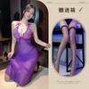 Desejo Vermelho Vestido Longo Sexy Lingerie Sexy Perspectiva Decote V Profundo Vestido de Renda Noite Uniforme Profissional Noite Clube Justo