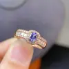 ¡Anillo de tanzanita natural plata 925 incrustación Seiko! Piedra principal 4*5mm tanzanita natural soporta detección