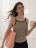 Camisola de punto a rayas retro francesa de verano para mujer, prenda interior, prenda exterior 282