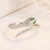 Anillo de Serpiente de Ojo Verde Simple Elegante Europeo y Americano para Mujer Abierto Cristal Verde Moda Popular Animal Serpiente Anillo Joyería