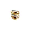 Anillo de Acero de Titanio Trenzado Multicapa, Chapado en Oro de 18 Quilates, No se Desvanece, Versión Ancha, Anillo para Mujer, Joyería de Lujo Ligero Europea y Americana, Venta al por Mayor de una Pieza