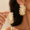 Pendientes Dorados de Múltiples Capas con Forma de Abanico y Hoja de Ginkgo Estilo Retro Simple Cruz Personalidad Versátiles Adornos para Orejas de Mujer Accesorios