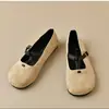Sapatos Mary Jane Redondos com Tira em T Estilo Retro Japonês para Mulheres, Novos Loafers Versáteis de Camurça Outono e Inverno 2025
