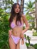 Moda Transfronteriza 2025 Nuevo Bikini Dividido para Damas Estampado Ajustado Delgado Sexy Pecho Pequeño Recopilado Traje de Baño