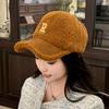 Boné de Baseball Plush Quente da Moda para Mulheres no Outono e Inverno, Versátil Estilo de Rua Fashionável Boné Bico de Pato, Chapéu Trendy Ins