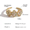 Anel Aberto Geométrico Colorido de Diamante Vintage, Popular na Europa e América, Anel Ajustável de Trevo de Quatro Folhas, Joia de Flor de Nicho Transfronteiriça