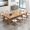 Escritorio de oficina de madera maciza, mesa de entrenamiento de gran capacidad, mesa de conferencias para 6-10 personas, juego de escritorio y silla de oficina retro para empleados de la empresa