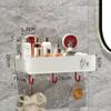 Estante de almacenamiento para baño con ventosa, mueble para lavabo, cosméticos, sin perforaciones, para colgar en la pared, caja de almacenamiento para colgar en la encimera