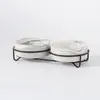 Comedero Cerámico Transfronterizo para Gato con Base Alta de Hierro para Prevenir Volcaduras, Comedero Integrado para Mascotas para Agua y Comida, Suministros para Mascotas