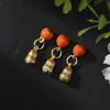 Areia Dourada que Preserva a Cor Coisas Boas Acontecem Pingente de Contas Flor de Pessegueiro Pequena Exquisito Areia Dourada Guofeng Joias DIY Acessórios com a Palavra Jinfu